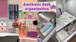 Aesthetic desk organization and restocking || ASMR || tiktok compilation🌷📚