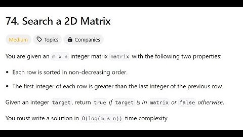 Search a 2D Matrix - Leetcode 74 - Java