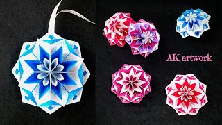 折り紙 【モザイク模様のオーナメント】の作り方 / How to make Origami【Mosaic pattern ornament】