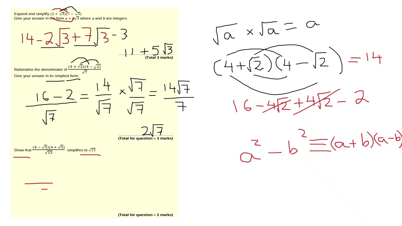 Surds GCSE Maths Grade 9 Material