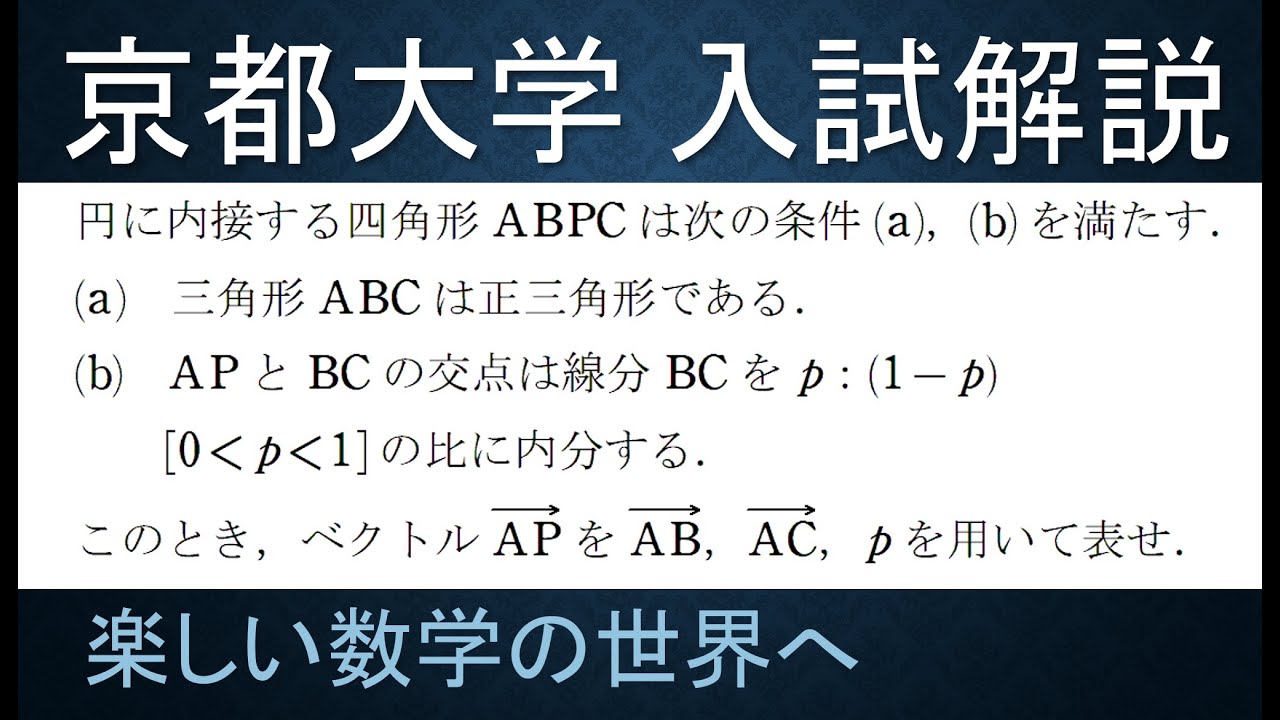 41 難関大入試問題解説 京都大学入試問題解説 数B 平面ベクトル【数検1