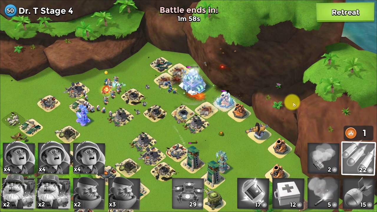 [Boom Beach] Level 41 (50) Dr. T's Volcano Stage 4 YouTube