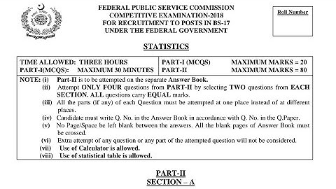 CSS PAST PAPERS - 2018 - STATISTICS - OPTIONALLY SUBJECT  (GROUP 2)