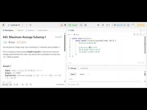 LeetCode Problem 643: Maximum Average Subarray I | Sliding Window C# Solution Explained