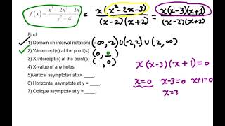 Rational Functions - Find key information to help sketch