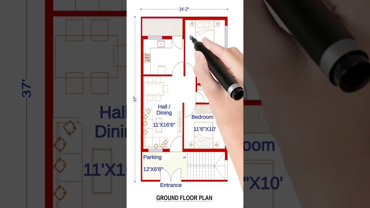 24X37 House Plan | North facing House | Best house plan