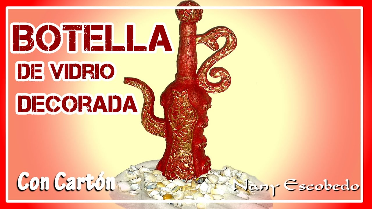 BOTELLA DE VIDRIO DECORADA CON CARTÓN 2