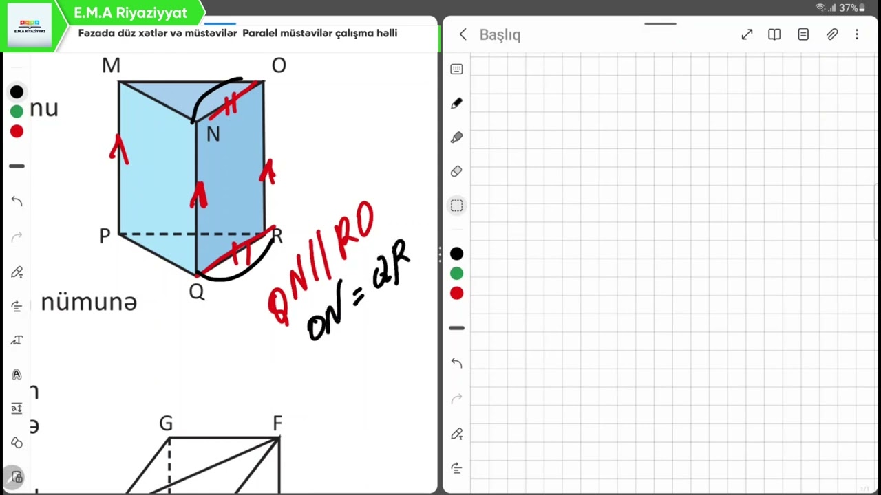 Fəzada düz xətlər və müstəvilər  Paralel müstəvilər çalışma həlli