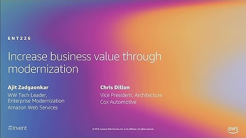 AWS re:Invent 2019: Increase business value through modernization (ENT226)