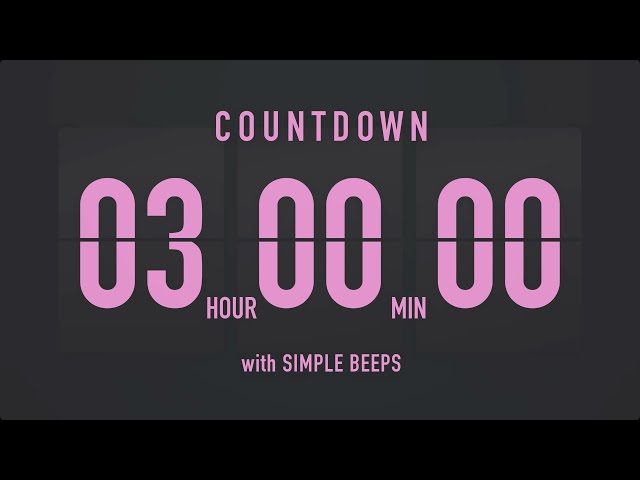 3 Hours Countdown Flip Clock Timer / Simple Beeps 💕🖤 class=
