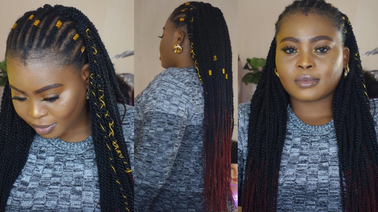 How to : half cornrows half crochet braid /Cut your time in half