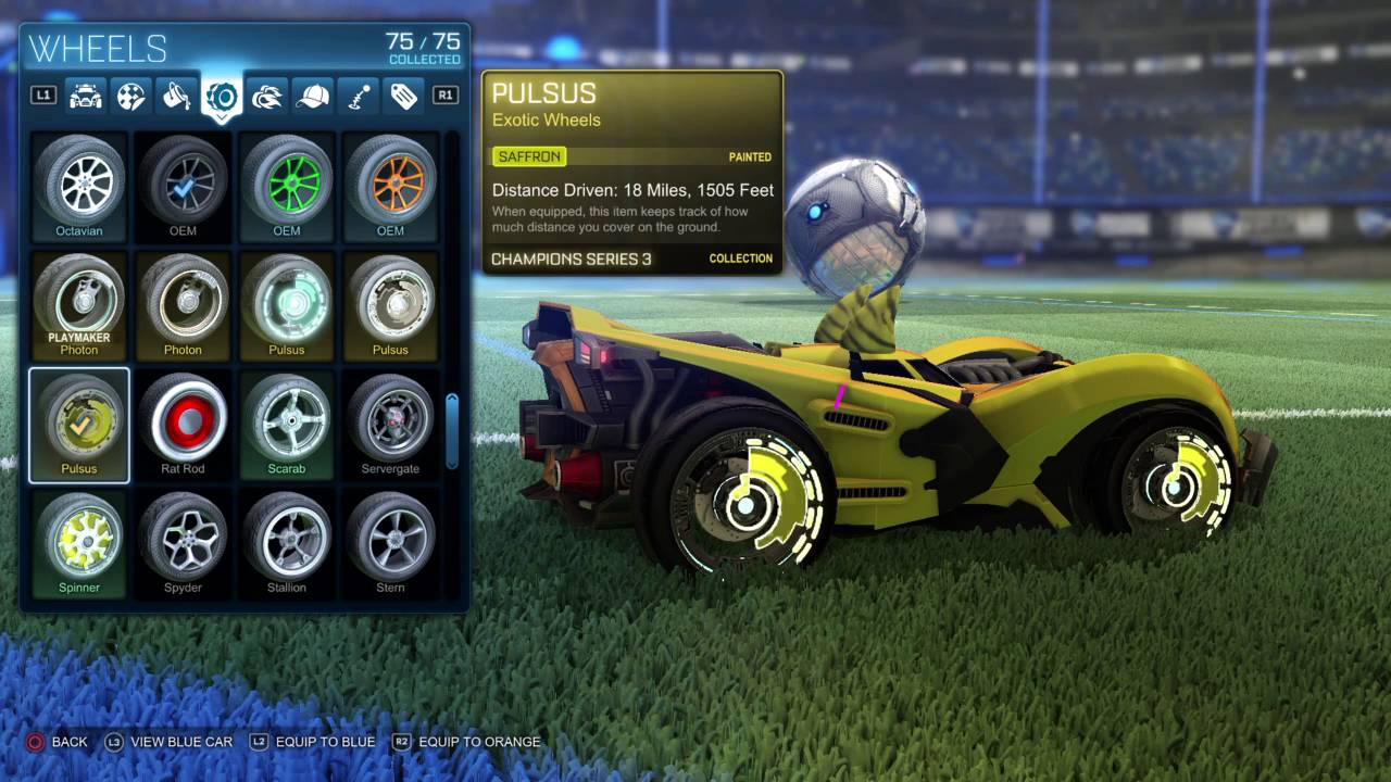 Saffron Pulsus Wheels - Rocket League Painted Yellow Pulsus - YouTube