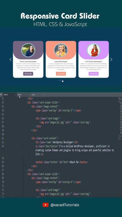How to make Responsive Card Slider using HTML, CSS & JavaScript - YouTube