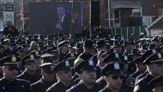 NYPD officer funeral reveals rifts in police force