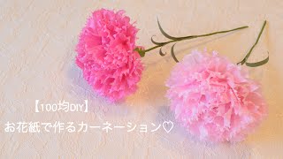 【100均DIY】お花紙で作るカーネーション♡ Paper flower