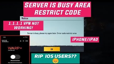 Server Is Busy Area Restricted pubg 😭1.1.1.1 vpn not warking