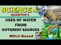 Uses of water from different sources  science 4  quarter 3  week 2