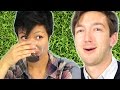 People try grass jelly drink for the first time