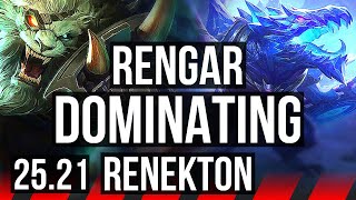 RENGAR vs RENEKTON (TOP) | 6 solo kills, Dominating | KR Master | 25.21