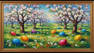 Frame TV Art with Music: Easter Egg Hunt in Apple Orchard | Samsung Frame TV Art | 4K Spring Decor