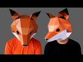 How to make fox mask  low poly fox mask  papercraft mask template and animal mask by 3dfancy