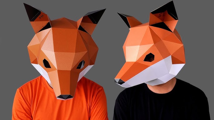 Cat Half Mask, Paper Animal Mask PDF and SVG Pattern. Low Poly