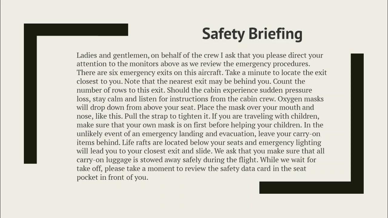 Safety Briefing Airline Announcements YouTube
