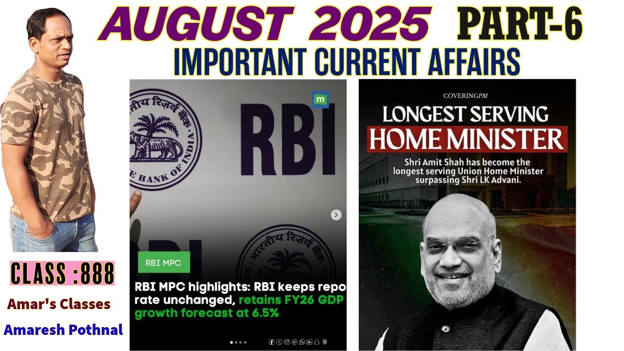 Class 888 | AUGUST 2025 PART-6 | Current Affairs in Kannada | Amaresh ...