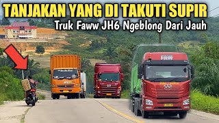 Aksi Supir Menahlukkan Tanjakan Extreme SEBERIDA‼️Truk Faw JH6 Ngeblong Dari Bawah