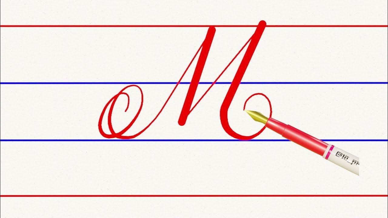 How to write english capital letter M in cursive writing YouTube