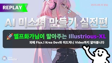 🚀AI 미소녀 만들기 실전편!! 외에 Flux.1 Krea dev와 미드저니 Video까지!!  #소이랩 라이브 17회 다시보기