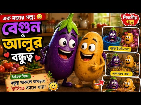 রান্নাঘরের মজার কাণ্ড 😂 | বেগুন-আলুর গল্প | Bangla Kids Video