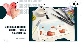 Watercolor - Valentinstagskarte mit den supergranulierenden Aquarellfarben von Schmincke