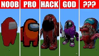 Pixel Art (NOOB vs PRO vs HACKER vs GOD vs ???) Among Us in Minecraft