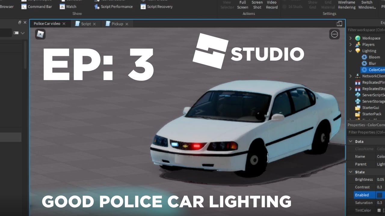 How to make good police lighting on Roblox Studio! (EP 3 Police car