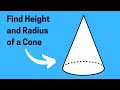 Finding Radius and Volume of Cones