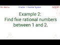 Find five rational numbers between 1 and 2.