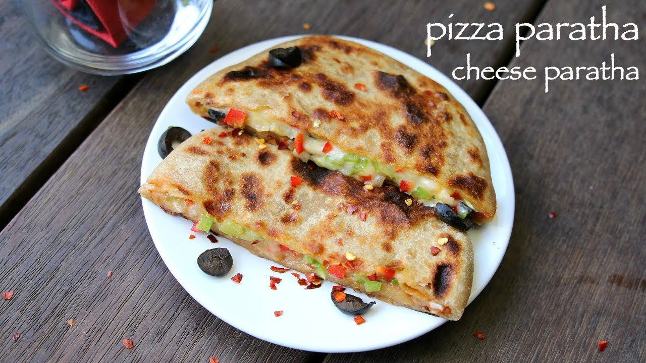 pizza paratha recipe | cheese paratha recipe | cheese stuffed paratha | Hebbar Kitchen