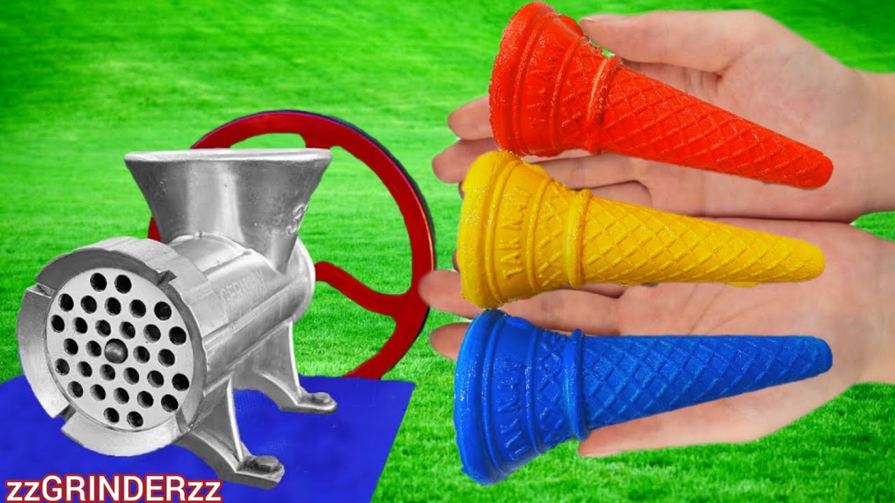 EXPERIMENT COLORFUL ICE CREAM CONE vs MEAT GRINDER YouTube