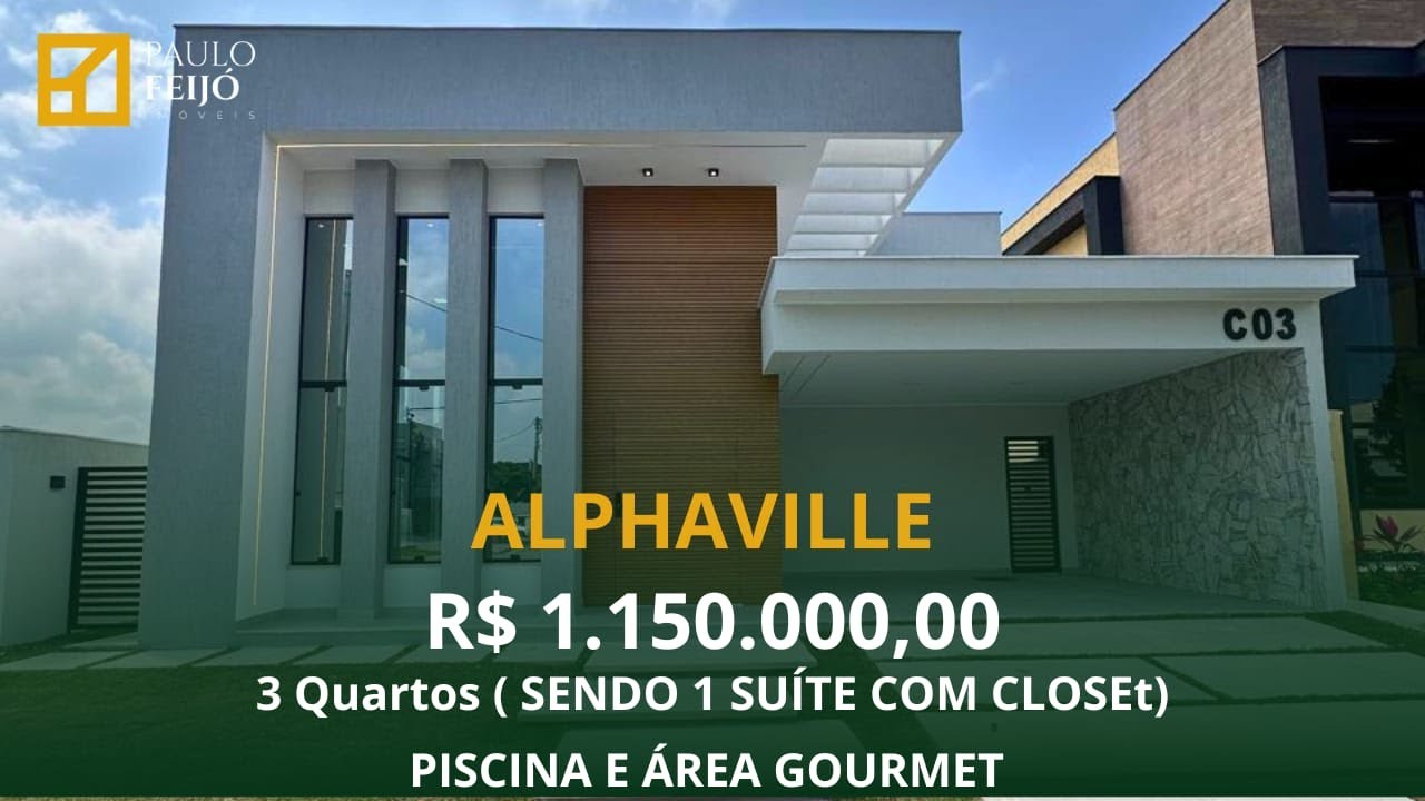 Casa Moderna no Alphaville Maricá / 3 Quartos (1Suíte C/ Closet) , Piscina e Área Gourmet