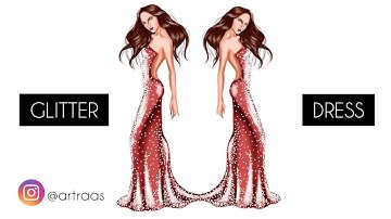 Fashion illustration: GLITTER DRESS with autodesk sketchbook