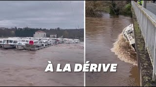 Dans le Lot, une vingtaine de bateaux décrochés et emportés sur plusieurs kilomètres par la crue