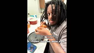 Protect food over phone prank #coupleprank #prank #reaction #fyp