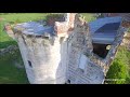 Chantier de rénovation de château vue par un drone