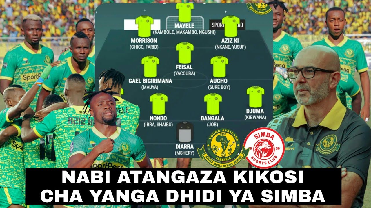 Kikosi Cha Yanga Kinachoanza Leo Dhidi Ya Simba Mchezo Wa Ligi Kuu NBC ...