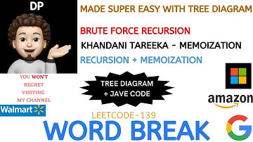 Word Break | Tree Diagram | Recursion | Memoization | Similar Problems | Leetcode-139