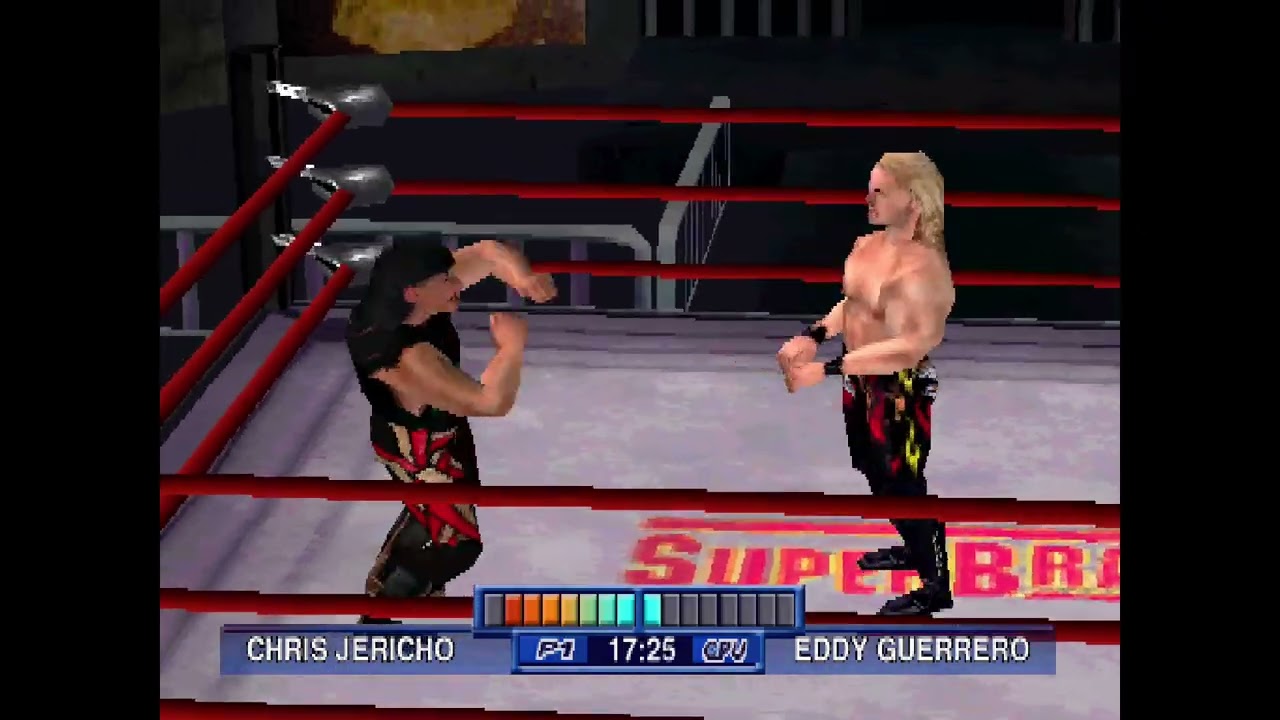 WCW MAYHEM: Крис Джерико против Эдди Герреро. Геймплей на PlayStation 1.