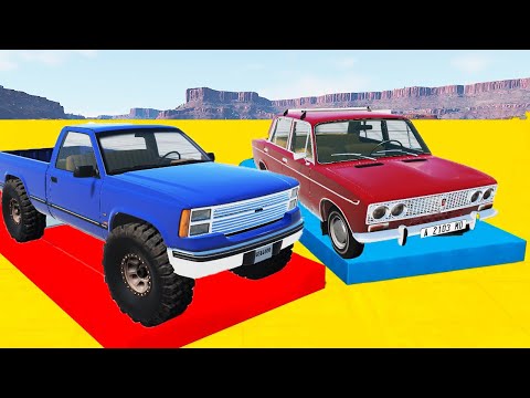 Видео: PICKUP TRUCK MADE A CAR OUT OF THE MUD - Cartoon cars for boys BEAMNG DRIVE