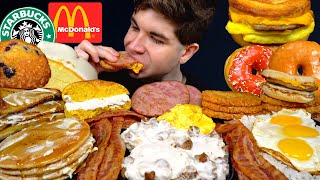 ASMR MUKBANG BIG BREAKFAST | WITH CHEESE + DONUTS