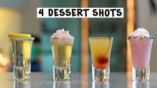 Four fabulously fun dessert shots for your next party! here are the
recipes: pineapple upside down shot:
https://tipsybartender.com/recipe/pineapple-upside-d...